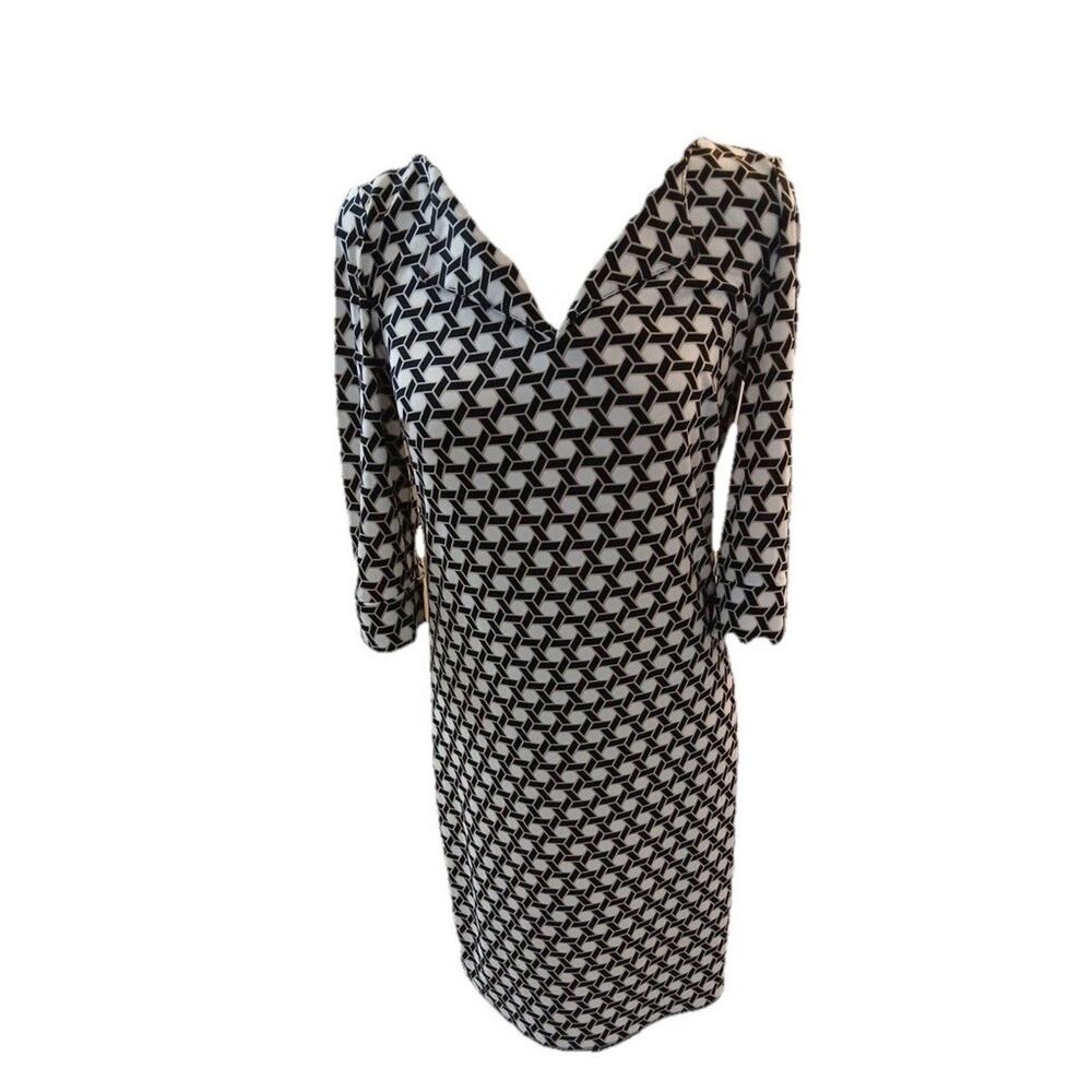 Laundry by Design Black White Geometric Sheath Dress 0
